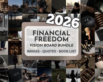 Kit de tableau de visualisation de la liberté financière, lot de manifestations esthétiques sombres de luxe, cartes d'affirmation d'abondance et de richesse, outils de gestion de l'argent