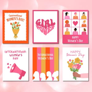 6 Karten zum Frauentag | Sofortdownload | Druckbare Karten | Girl Power Frauen unterstützen Frauen | Karten Set | Druckbereit
