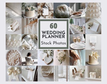 60 fotos de stock de bodas de lujo / Kit de marca neutral para organizadores de bodas / Maquetas de papelería / Contenido editorial para redes sociales con estética nupcial