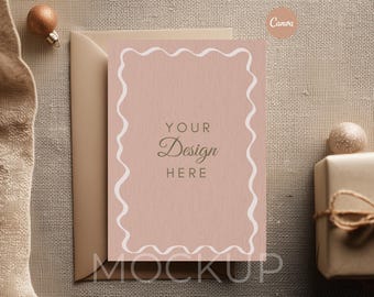 Holiday Card Mockup 5x7 – Christmas Invitation Template – Canva Editable – Greeting Card – Digital Product