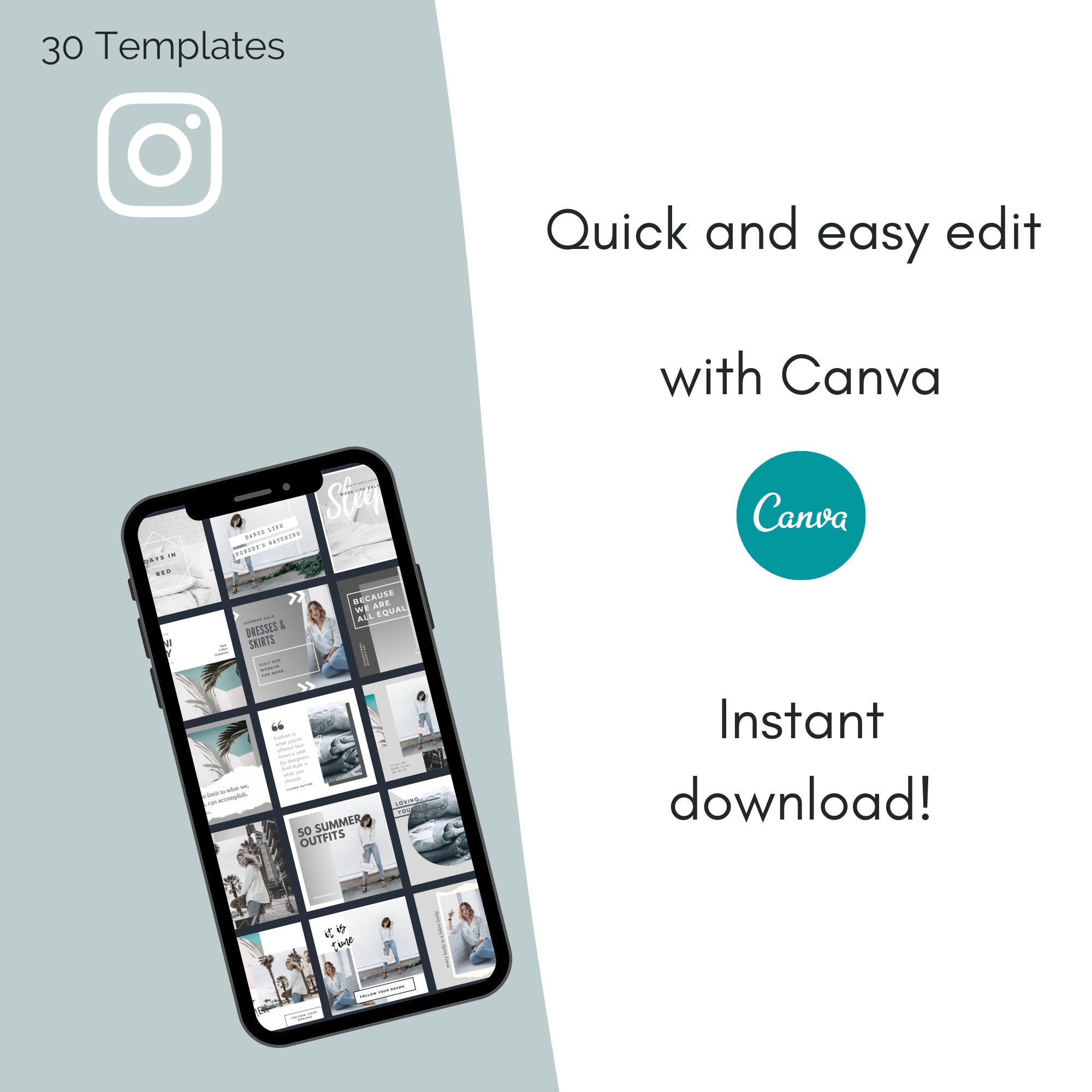30 Instagram Post Templates for Canva Editable IG Posts | Etsy