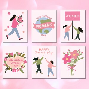 6 Karten zum Frauentag | Sofortdownload | Druckbare Karten | Girl Power Frauen unterstützen Frauen | Karten Set | Druckbereit