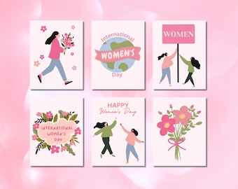 6 International Women's Day Cards | Instant Download | Printable Feminist Cards | Girl Power Women Support Women | Card Set | Ready To Print
