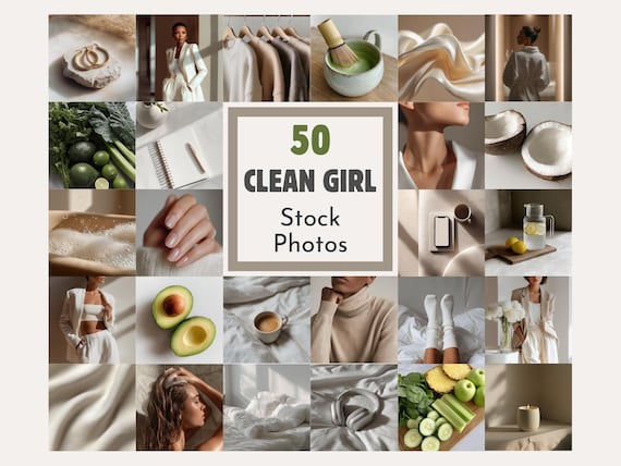 60 Clean Girl Aesthetic Stock Photos | That Girl Neutral Lifestyle Bundle | Minimalist Marketing Images | Wellness & Skincare Content
