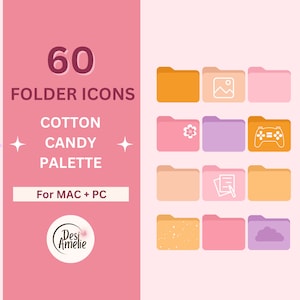 Desktop Folder Icons, Aesthetic Desktop Organization, Mac and Windows Icons, PC Folder Computer Organization, Cotton Candy Palette