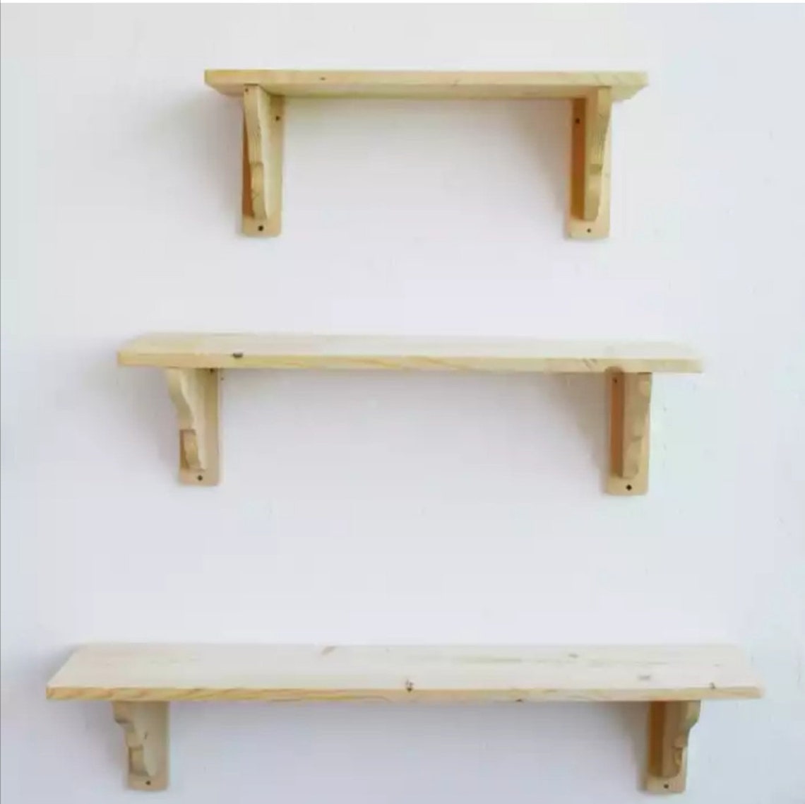 Wood White Shelf Brackets 20 cm for apartment decor/Two Tiered Etsy