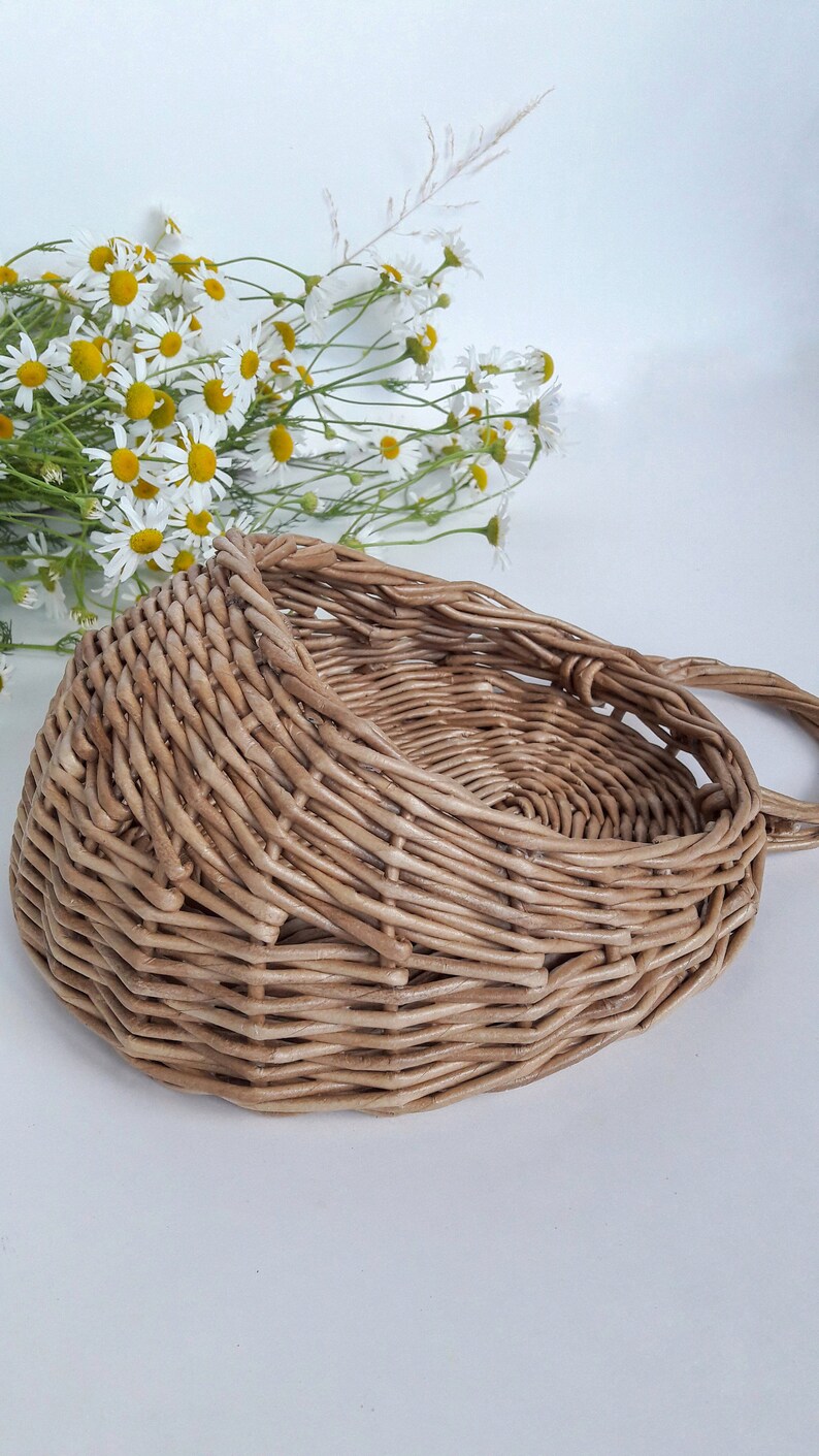 Hanging wicker baskets Wall wicker basket with handle Etsy