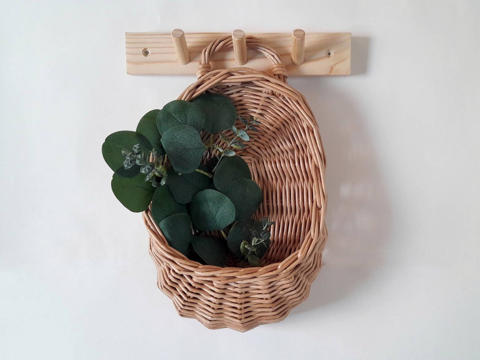 Hanging wicker baskets Wall wicker basket with handle Etsy