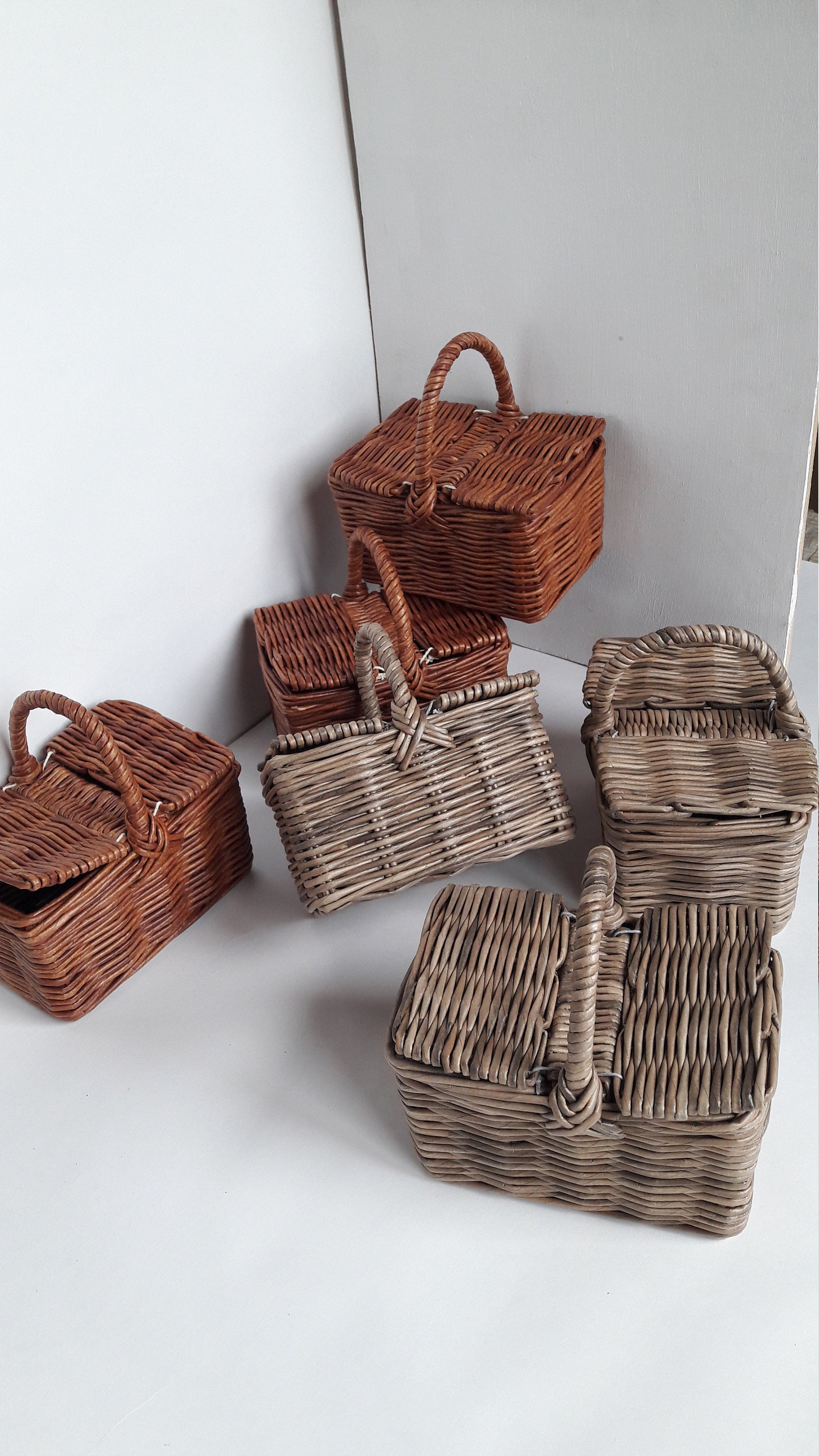 Mini wicker picnic basket Child's toy picnic basket Etsy