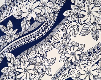 photo Hawaiian Tribal Fabric By The Yard polynesian fabric etsy