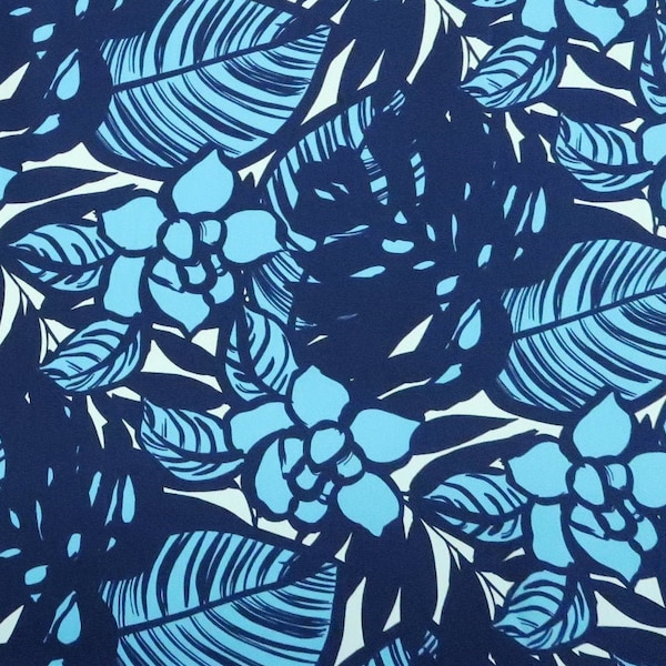 Modern Floral Fabric 100% Cotton | Blue & Black C122B