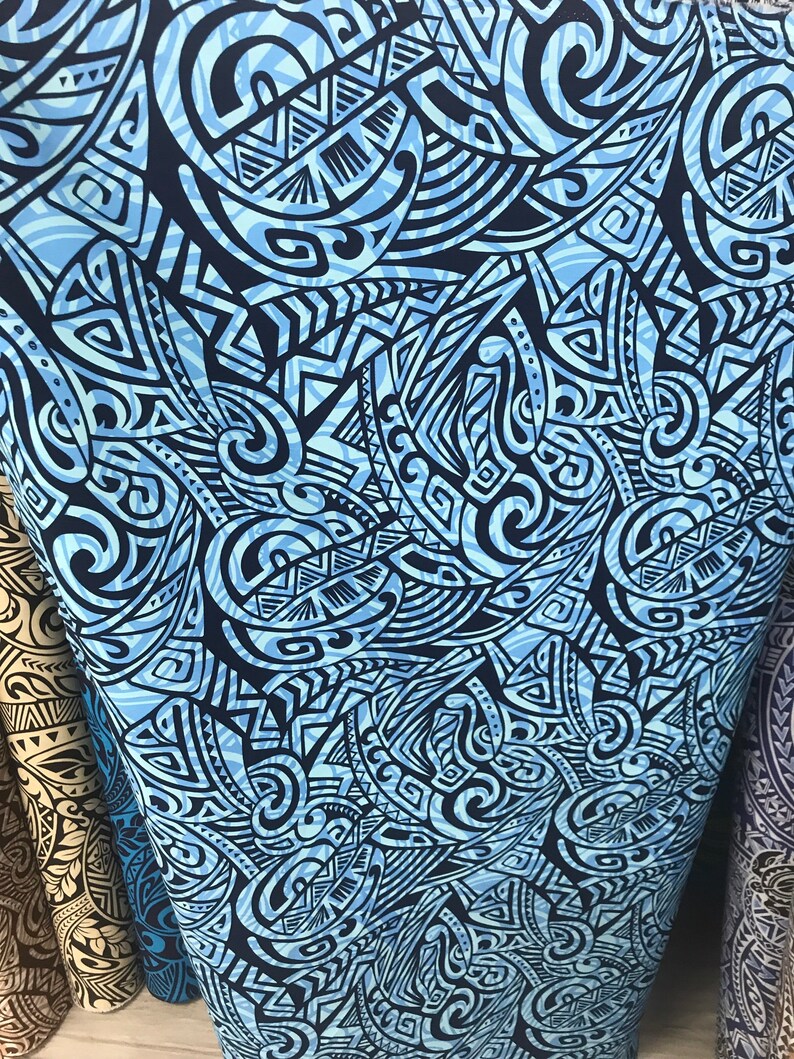 Polynesian Tribal Hawaiian Print Fabric 100% Cotton Blue - Etsy