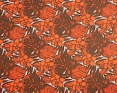 Modern Floral Fabric 100 Cotton Orange Brown C118O