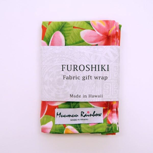 Hawaiian Floral Print Fabric Gift Wrap Furoshiki | Eco Wrapping Cloth | XS