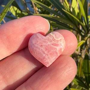 Beautiful genuine Rhodochrosite small heart flat from one side from Argentina- Healing rare Rhodochrosite small heart- Chakra - Gifts