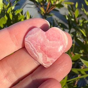 Beautiful genuine Rhodochrosite heart flat from one side from Argentina - Rare Rhodochrosite healing heart- Chakra- Gifts- Crystals heart