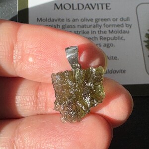 Beautiful genuine Moldavite pendant from Czech Republic- Rare Moldavite 1..7 grams healing piece- Chakra- Meditation- Tektite- Gifts