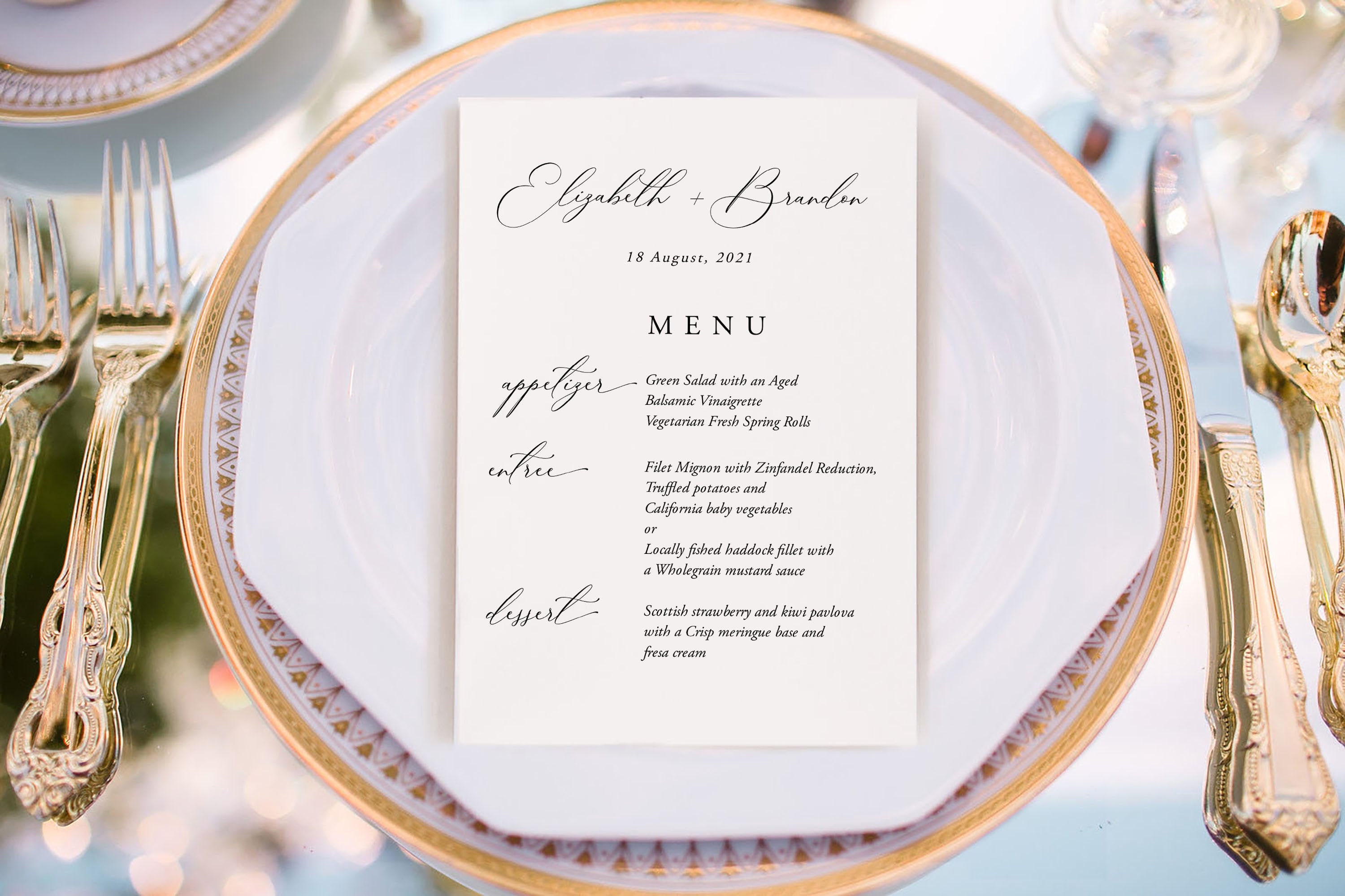 Elegant Wedding Menu Template Simple Menu for Wedding Script Etsy