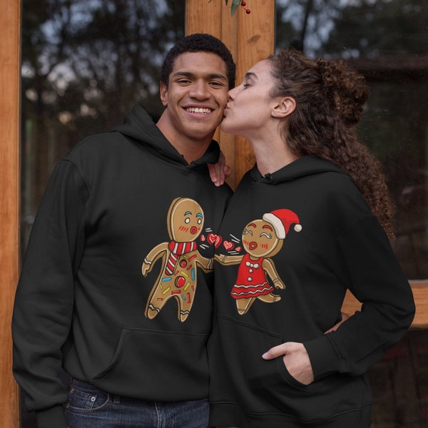 Pärchen Pullover Weihnachten Partnerlook Weihnachtspullover Hoodie Hoodies Hoody Geschenk Lebkuchenmann Lebkuchenfrau