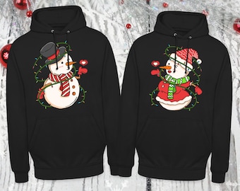 Pärchen Pullover Weihnachten Partnerlook Weihnachtspullover Hoodie Hoodies Hoody Geschenk Schneemann Schneefrau