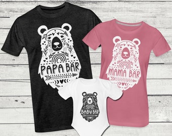 Familienshirt Partnerlook | Papa Bär, Mama Bär & Baby Bär | Geschenk für Papa  Vater Geschenke | Vater Geschenkideen Geburt Vatertag Premium