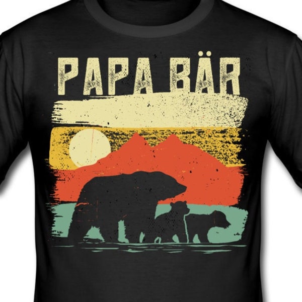 Herren T-Shirt | Zweifach Papa Bär Vater von zwei Kindern Papabär