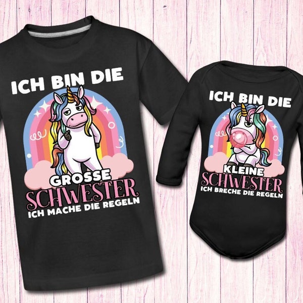 Personalisiert Große Schwester T-Shirt | Geschwistershirt | Ich werde große Schwester | Schwangerschaft verkünden | Kleine Schwester