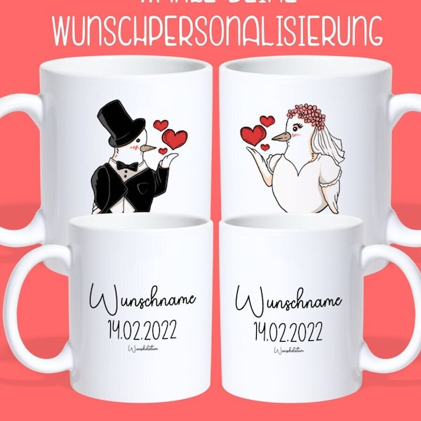 Personalisiert Valentinstag Tasse Geschenk personalisiert Pärchen Tassen Geschenk Paar Geschenk personalisiert Hochzeit Pärchen Tauben