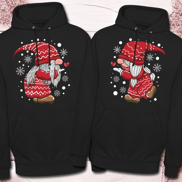 Pärchen Pullover Weihnachten Partnerlook Weihnachtspullover Hoodie Hoodies Hoody Geschenk Wichtel Weihnachtswichtel Lustig