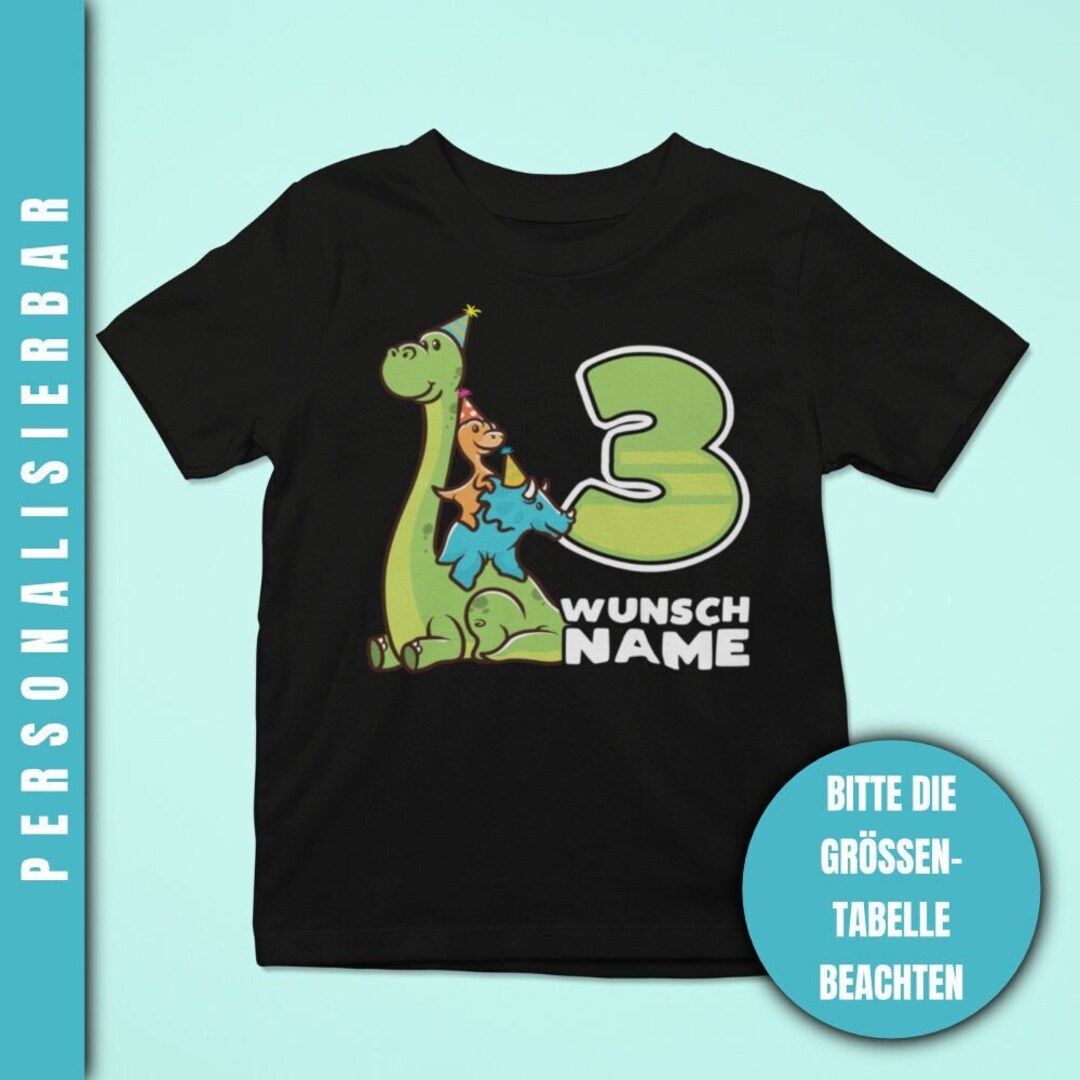 Personalisiert 3. Geburtstag Junge Mädchen Geburtstagsshirt Geschenk
