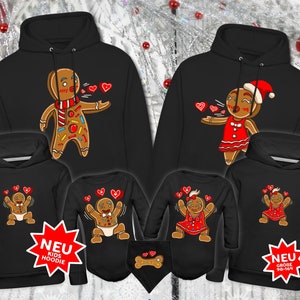 Christmas sweaters for families, baby and children, family outfits, Christmas matching looks, gingerbread hoodies, sweaters, mom, dad, son, daughter, gift