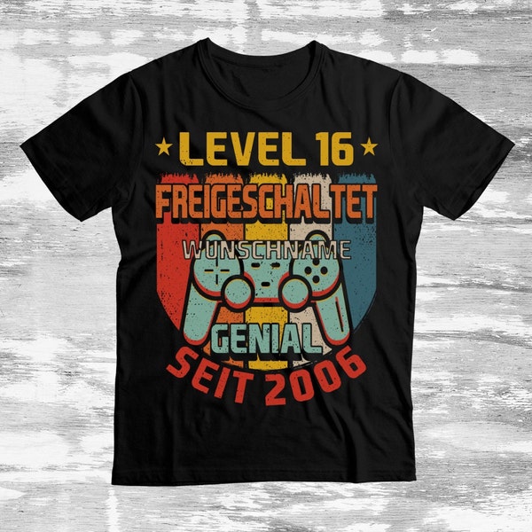 16. Geburtstag Junge Mädchen Geburtstagsshirt sechszehnter Geschenk 16 Jahre Nächstes Level freigeschaltet Geschenkidee für Gamer 2006