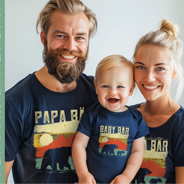 Familienshirt Partnerlook | Papa Bär, Mama Bär & Baby Bär | Geschenk für Papa | Vater Geschenke | Vater Geschenkideen Geburt