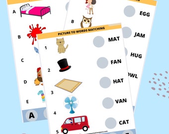 English Digital Printable Worksheets for Kids, Three letters words in English,Learning materials