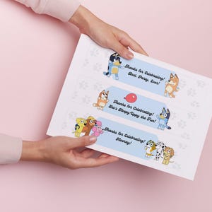 Blue Dog Party Water Bottle Labels Fits Most Water Bottles Instant Digital Download