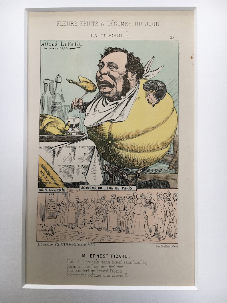 Antique Rare 1871 French Political Satire Cartoon Caricature L Etsy