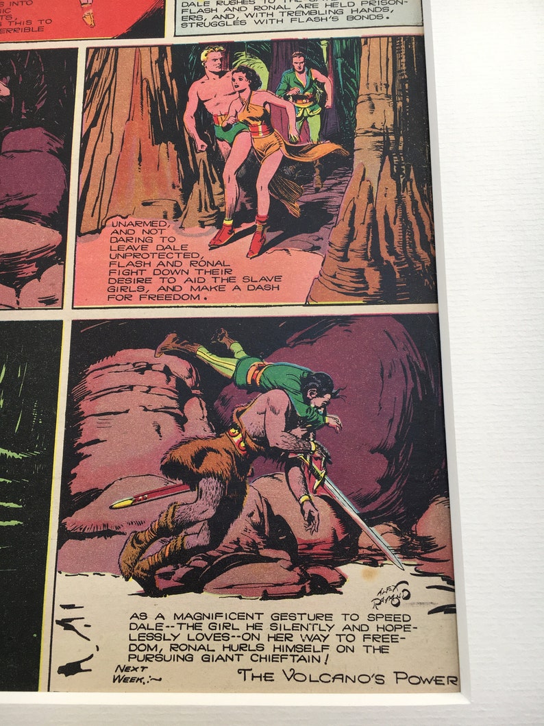 Original Vintage Flash Gordon Science Fiction Adventure Comic Page 1939 Alex Raymond Mounted 16x 20 1930s Print Early Collectable Graphic image 4