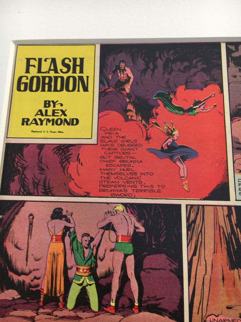 Original Vintage Flash Gordon Science Fiction Adventure Comic Page 1939 Alex Raymond Mounted 16x 20 1930s Print Early Collectable Graphic image 6