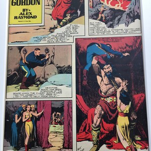 Original Vintage Flash Gordon Science Fiction Adventure Comic Page 1939 Alex Raymond Mounted 16x 20 1930s Print Early Collectable Graphic image 2