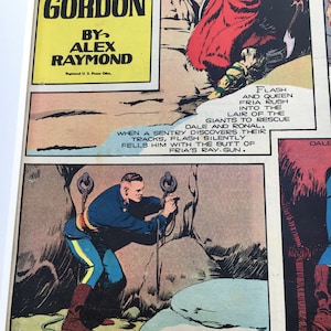 Original Vintage Flash Gordon Science Fiction Adventure Comic Page 1939 Alex Raymond Mounted 16x 20 1930s Print Early Collectable Graphic image 3