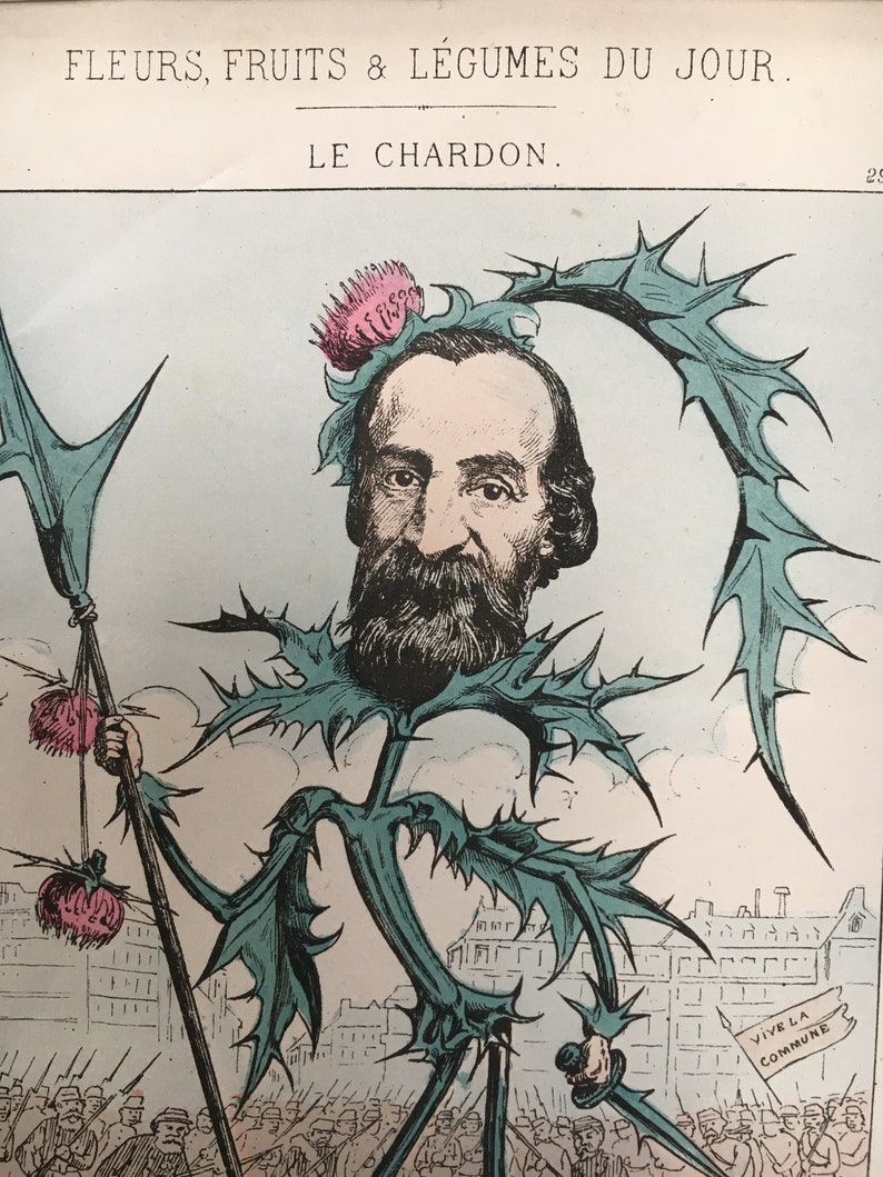 Antique Rare 1871 French Political Satire Cartoon Caricature Pierre Tirard by Alfred Le Petit 12 x 16 Hand-Coloured Recently Mounted