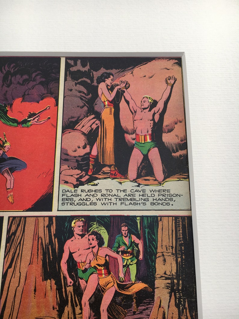 Original Vintage Flash Gordon Science Fiction Adventure Comic Page 1939 Alex Raymond Mounted 16x 20 1930s Print Early Collectable Graphic image 5