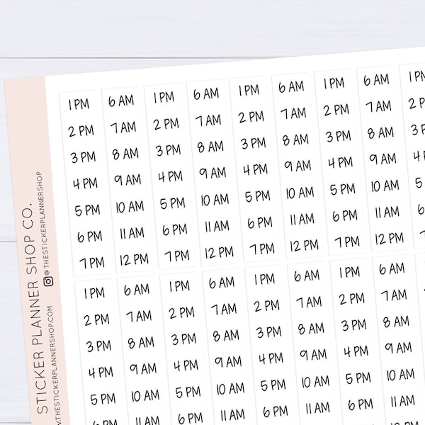 EC Petite Planner Hourly Strip Labels - 1 Sheet - 32 Stickers