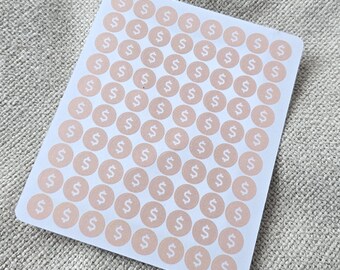 Dollar Sign - Mini Dot Icons - Mini Circle Icon Dollar Sign Planner Stickers - Functional Planner Stickers - 72 Stickers