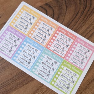 Weekly Cleaning Schedule Stickers - Cleaning Routine Sticker | House Cleaning List Sticker | Chore Chart Sticker | Cleaning Schedule Sticker