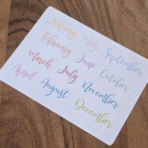 Month Script Planner Stickers - Monthly Script Stickers - Month Header Stickers - Monthly Header Stickers - 12 Stickers