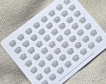 Cesta de lavandería - Pegatinas con iconos pequeños, pegatinas con iconos para planificador, pegatinas minimalistas y funcionales para planificador, pegatinas con iconos pequeños, 56 pegatinas