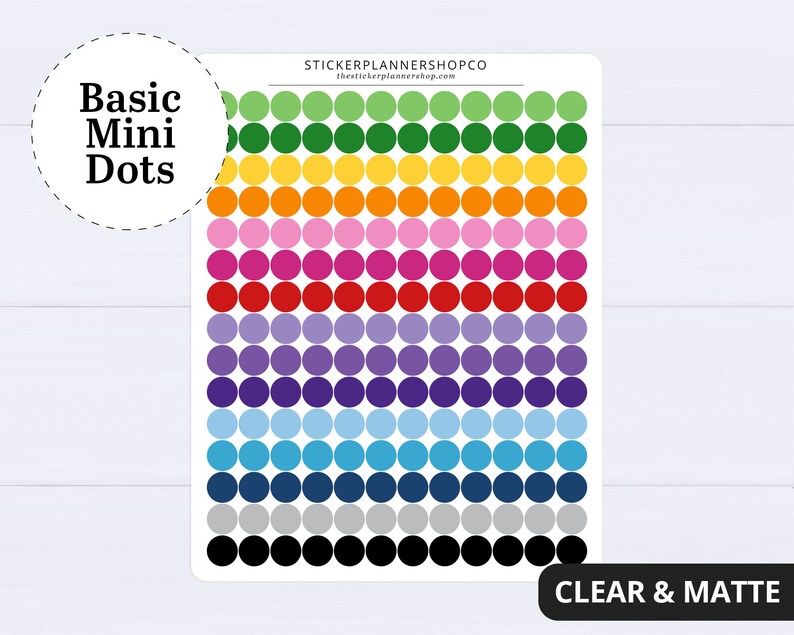 Mini Dot Basic Color Stickers - 180 Stickers - Etsy Australia