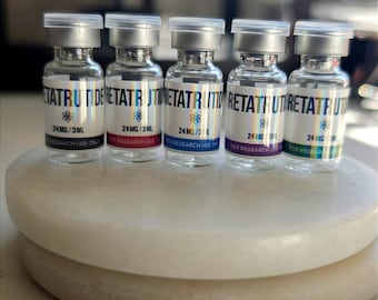 Etiquetas holográficas para péptidos - Diseño personalizado de etiquetas para viales - Etiquetas para uso exclusivo en investigación - Etiquetas físicas para péptidos - Viales de 3 ml/5 ml