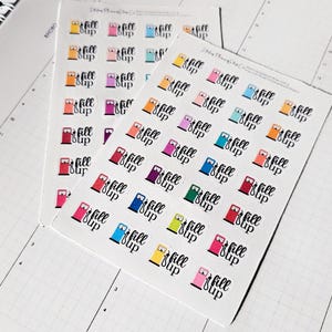 Gas Pump Planner Stickers - Fill Gas Planner Stickers - 44 Stickers - Erin Condren Planner Sticker
